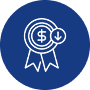 Award icon with dollar symbol and arrow.
