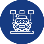 Autonomous car technology icon on blue background.